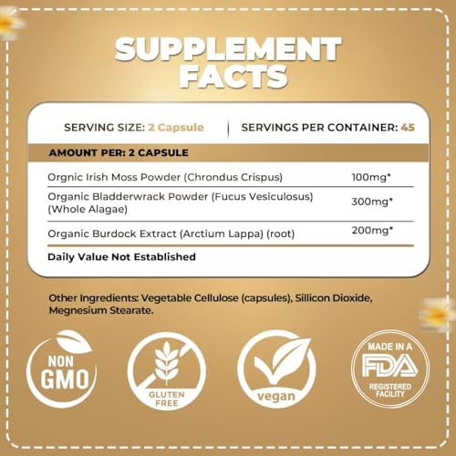 ORGANICS NATURE Irish Sea Moss capsules – dosage clair et facilité d'utilisation.