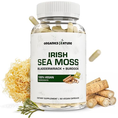 ORGANICS NATURE Irish Sea Moss capsules – emballage pratique et énergie potentielle.