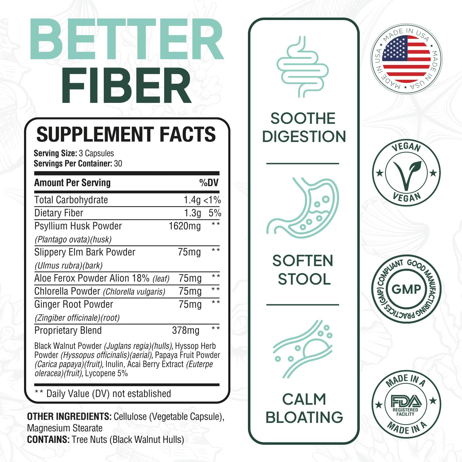 Capsules Organics Ocean Better Fiber dans la bouteille, faciles à avaler.
