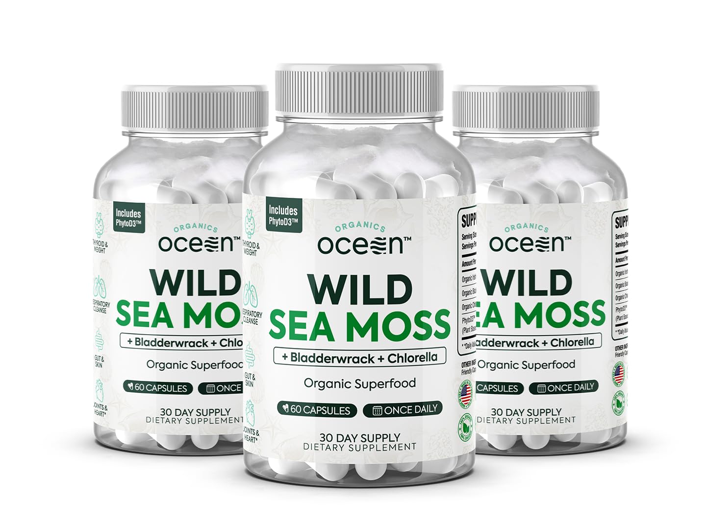 Organics Ocean gélules mousse de mer: vue des capsules, énergie potentielle au quotidien.