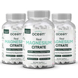 Organics Ocean Real Magnésium Citrate – bouteille montrant le flacon, énergie potentielle et pureté.