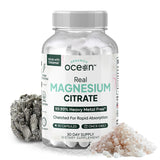 Organics Ocean Real Magnesium Citrate: bouteille présentant le conditionnement, soutien potentiel d énergie