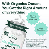 Organics Ocean Real Magnesium Citrate: étiquette clairement indiquée, pureté élevée et absence d additifs superflus