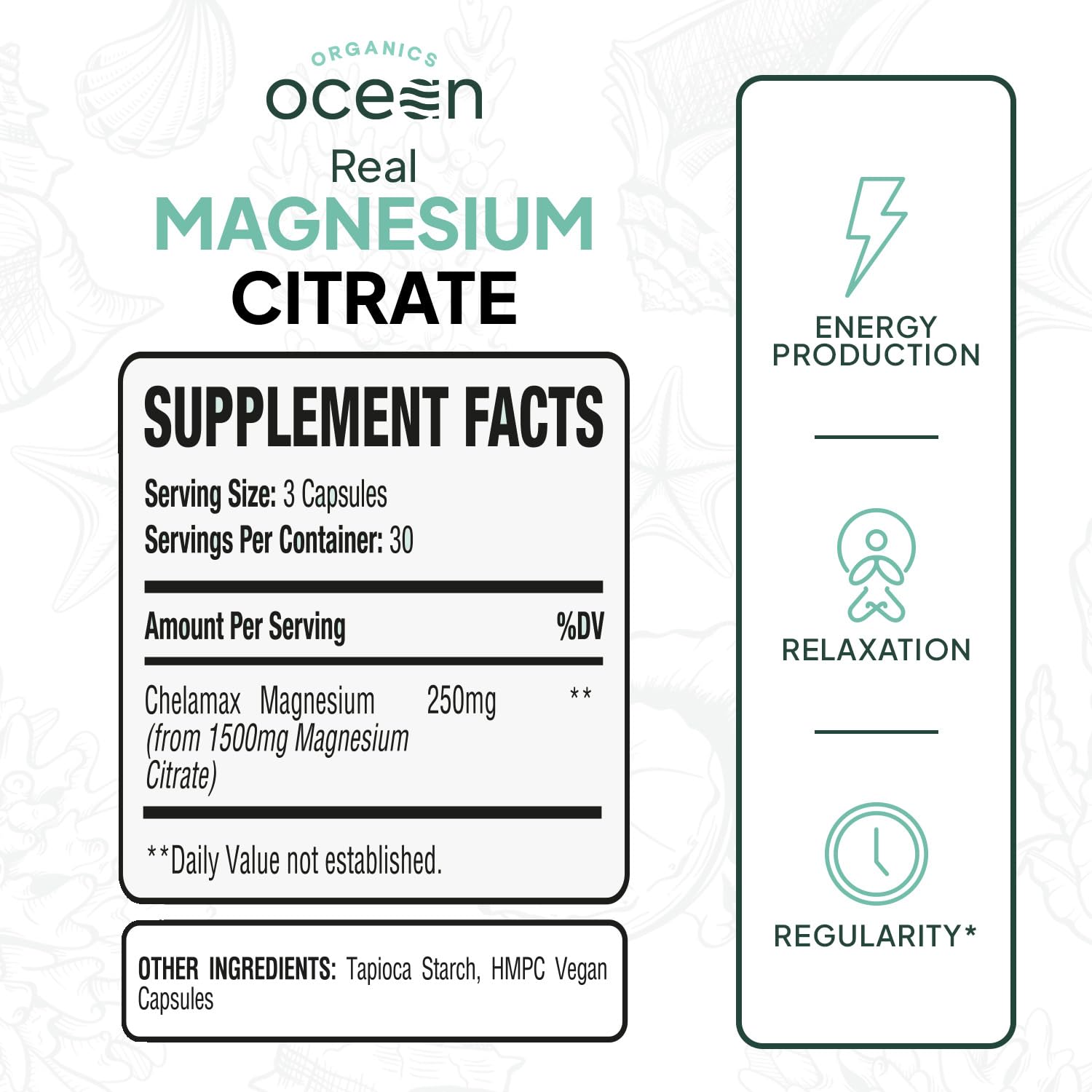Organics Ocean Real Magnesium Citrate: gélules pour utilisation quotidienne et détente musculaire potentielle
