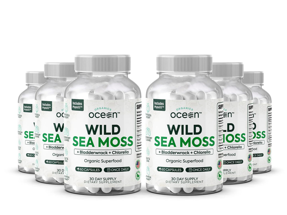 Organics Ocean Sea Moss Capsules – bouteille et ses capsules pour énergie naturelle