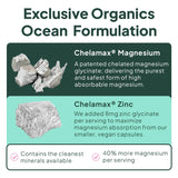Organics Ocean : tableau des ingrédients mettant en valeur magnésium et zinc.