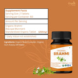 ORGANIC SPREE Brahmi – tableau de dosage sur l’étui, conseil d’usage quotidien.