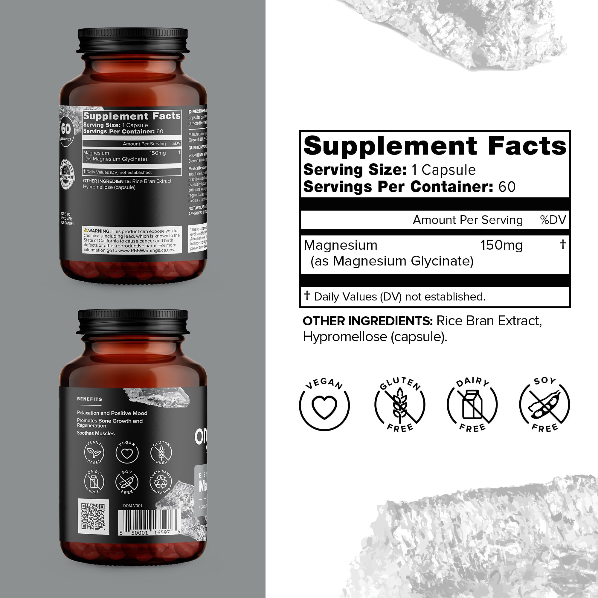 Organifi Essential Magnesium Glycinate — capsules véganes, absorption rapide pour énergie quotidienne.