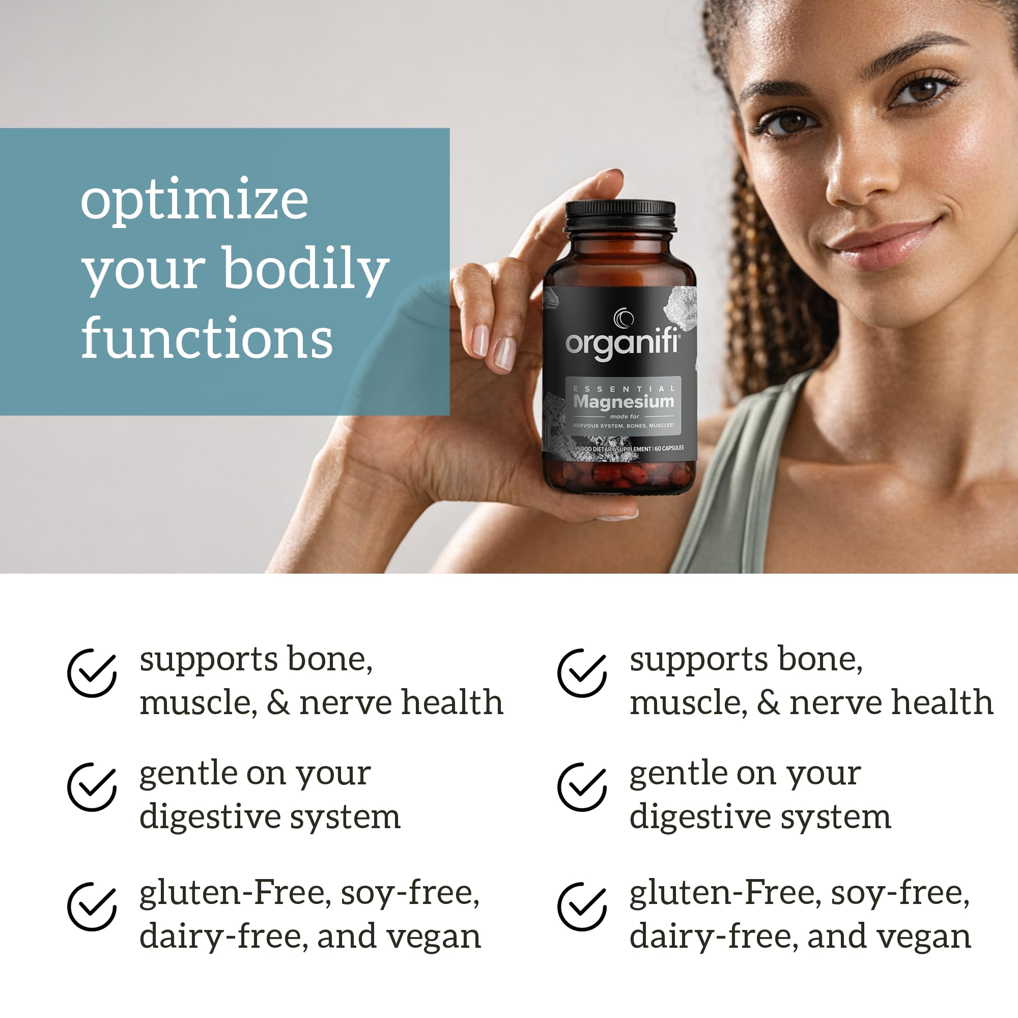 Organifi Essential Magnesium Glycinate — utilisation quotidienne facile pour soutenir le quotidien actif.