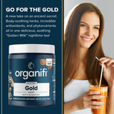 Organifi Gold : ingrédients curcuma et mélisse, période détente du soir.