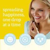 Organifi Happy Drops – emballage design, flacon recyclable et pratique.