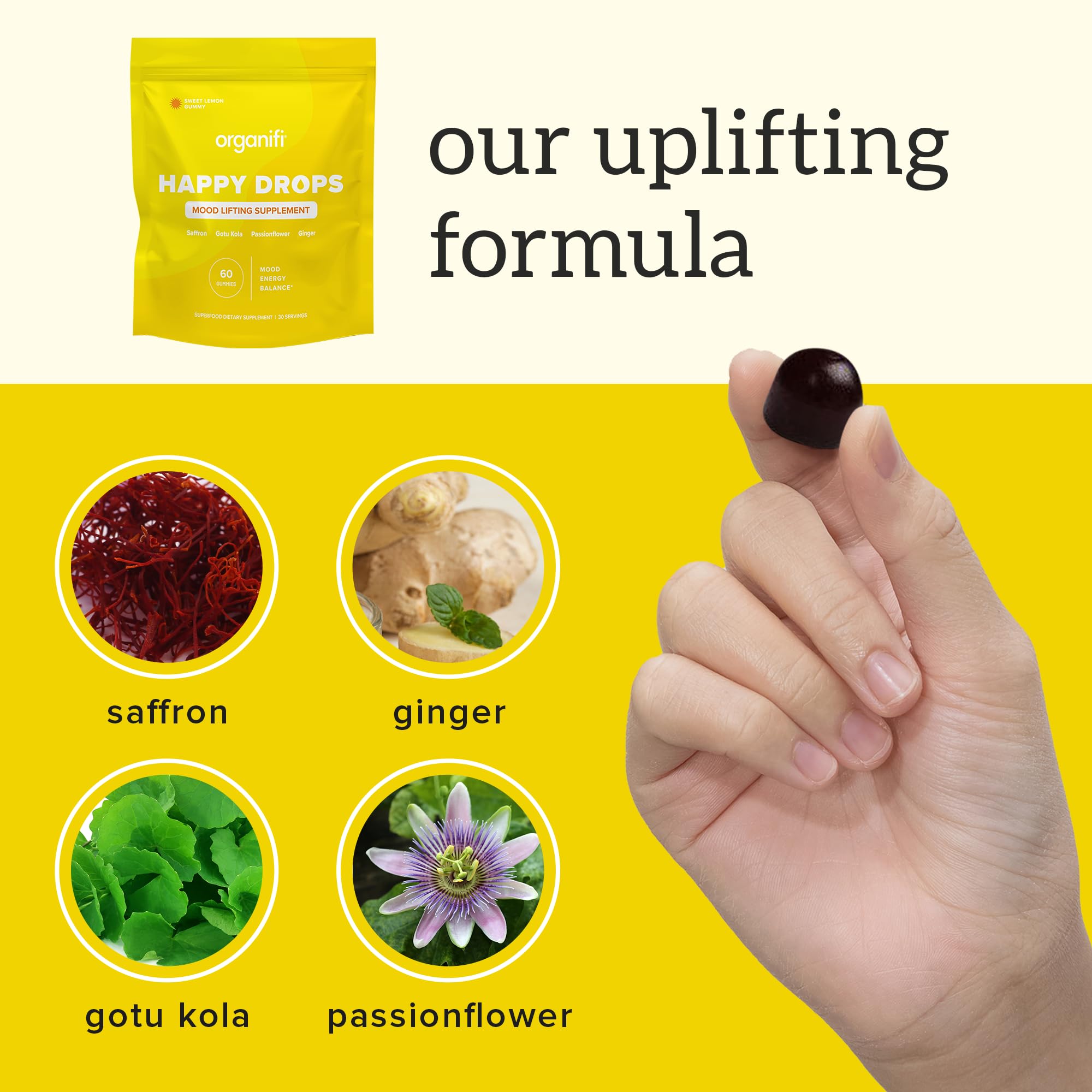 Organifi Happy Drops – usage deux gommes, routine simple et efficace.