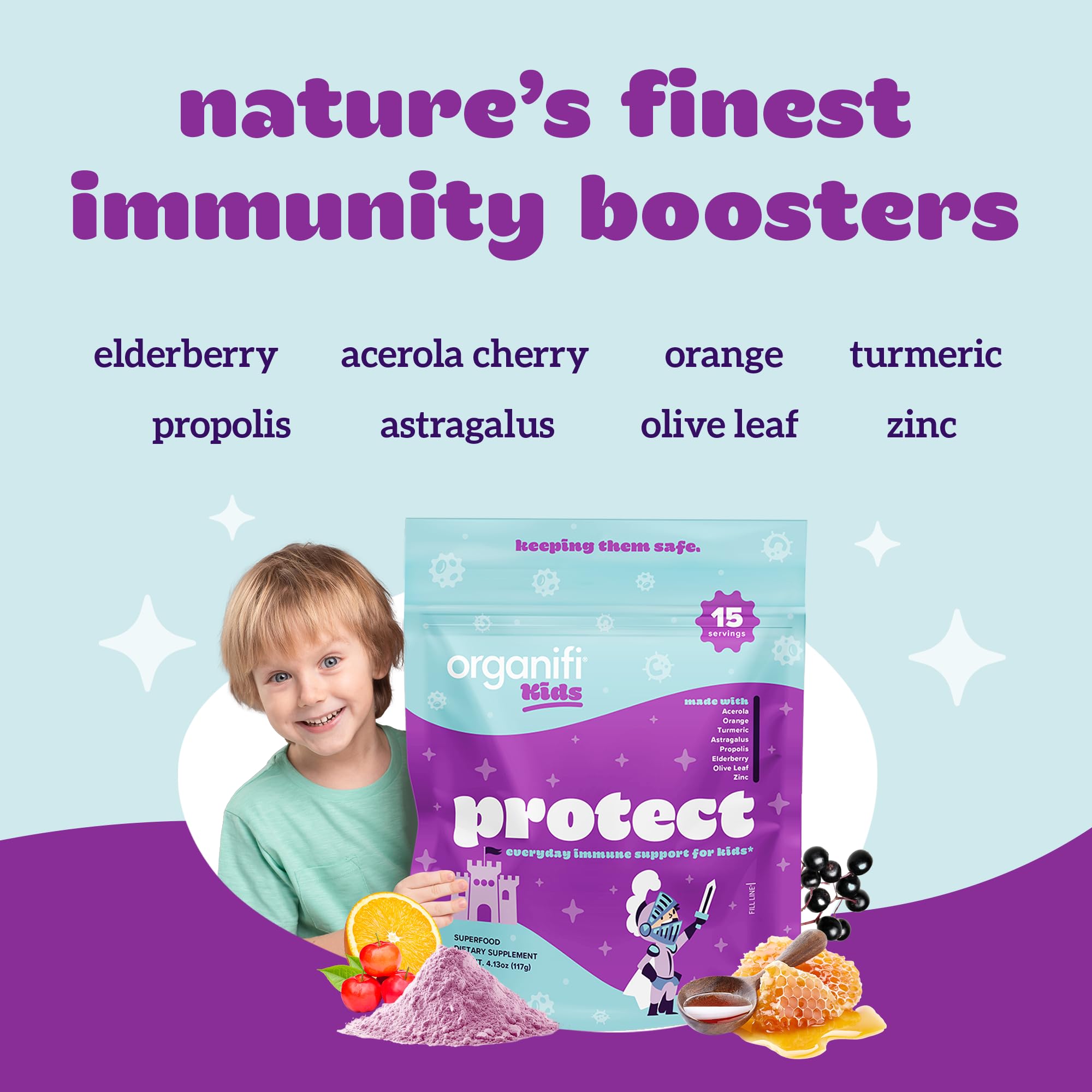 Ingrédients clés: sureau noir et cerise d’acerola pour soutenir l’immunité naturelle.