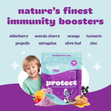 Ingrédients clés: sureau noir et cerise d’acerola pour soutenir l’immunité naturelle.