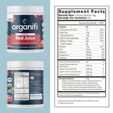Organifi Red Juice – dose de poudre favorisant énergie et concentration sans caféine.
