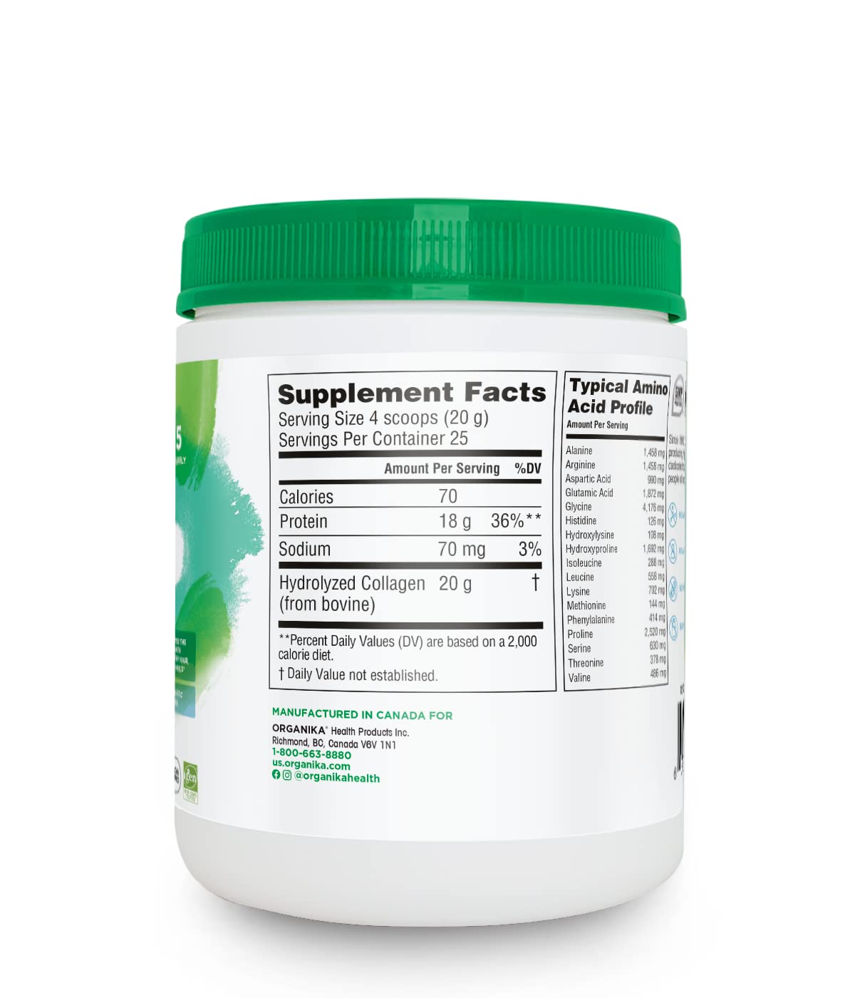 Organika collagène hydrolysé, cuillère de dosage pratique pour portion quotidienne