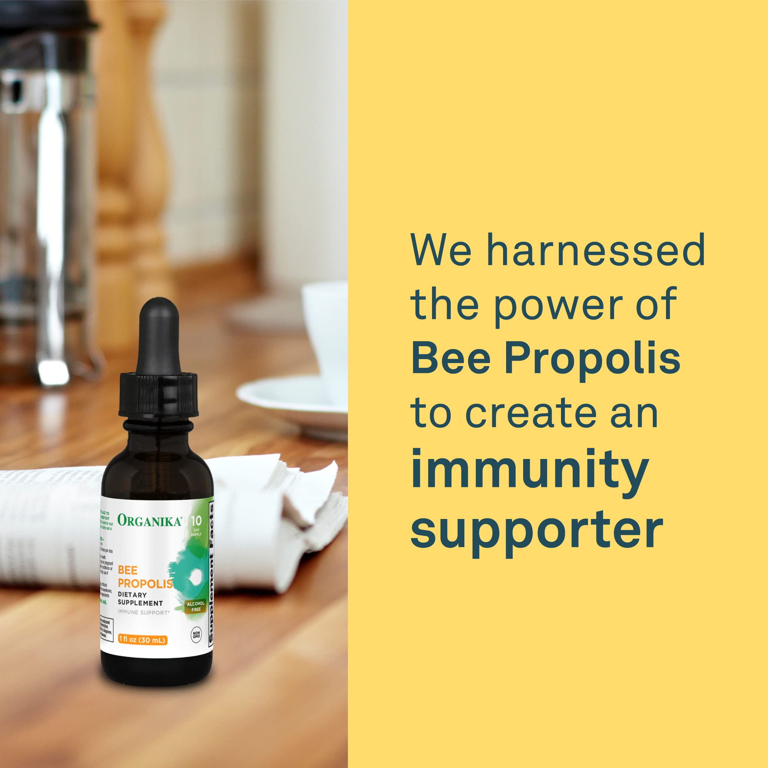 Utilisation quotidienne possible avec Organika Propolis Tincture comme rituel bien-être.