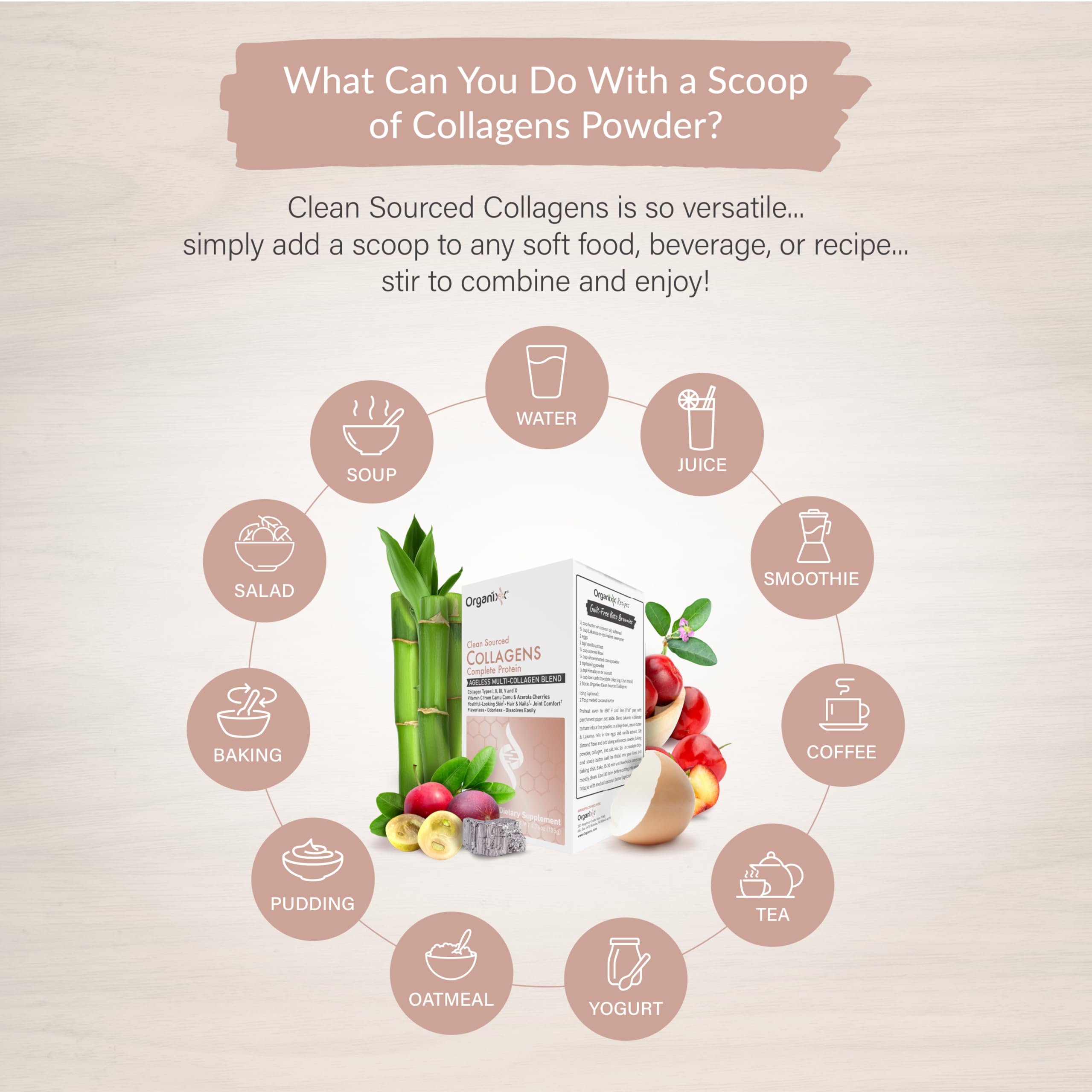 Organixx Clean-Sourced Collagen ajouté dans café ou smoothie pour une texture lisse.
