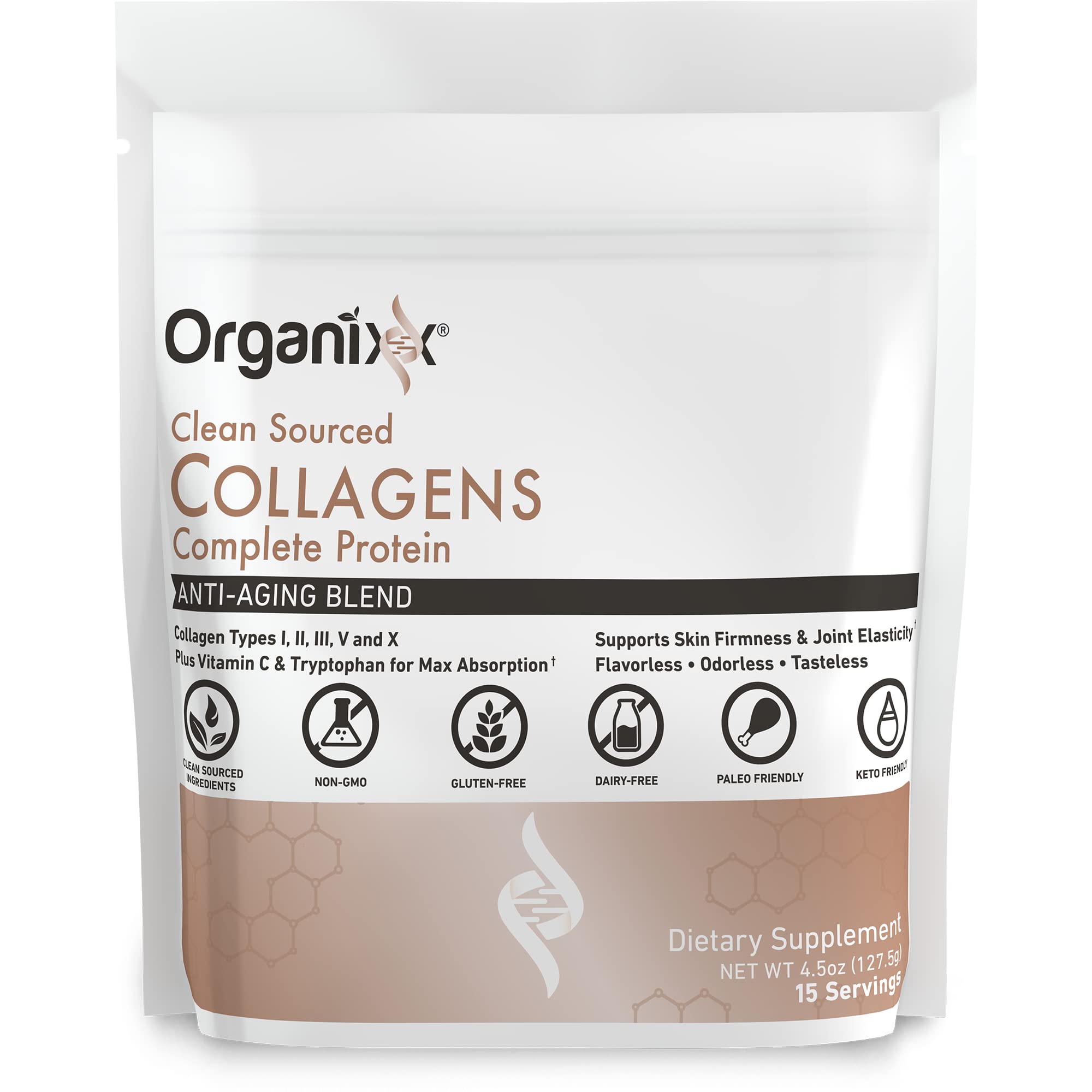 Organixx collagène poudre emb asage: pratique et dosage facile.