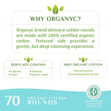 Organyc coton bio ronds utilisés pour le démaquillage visage en douceur.