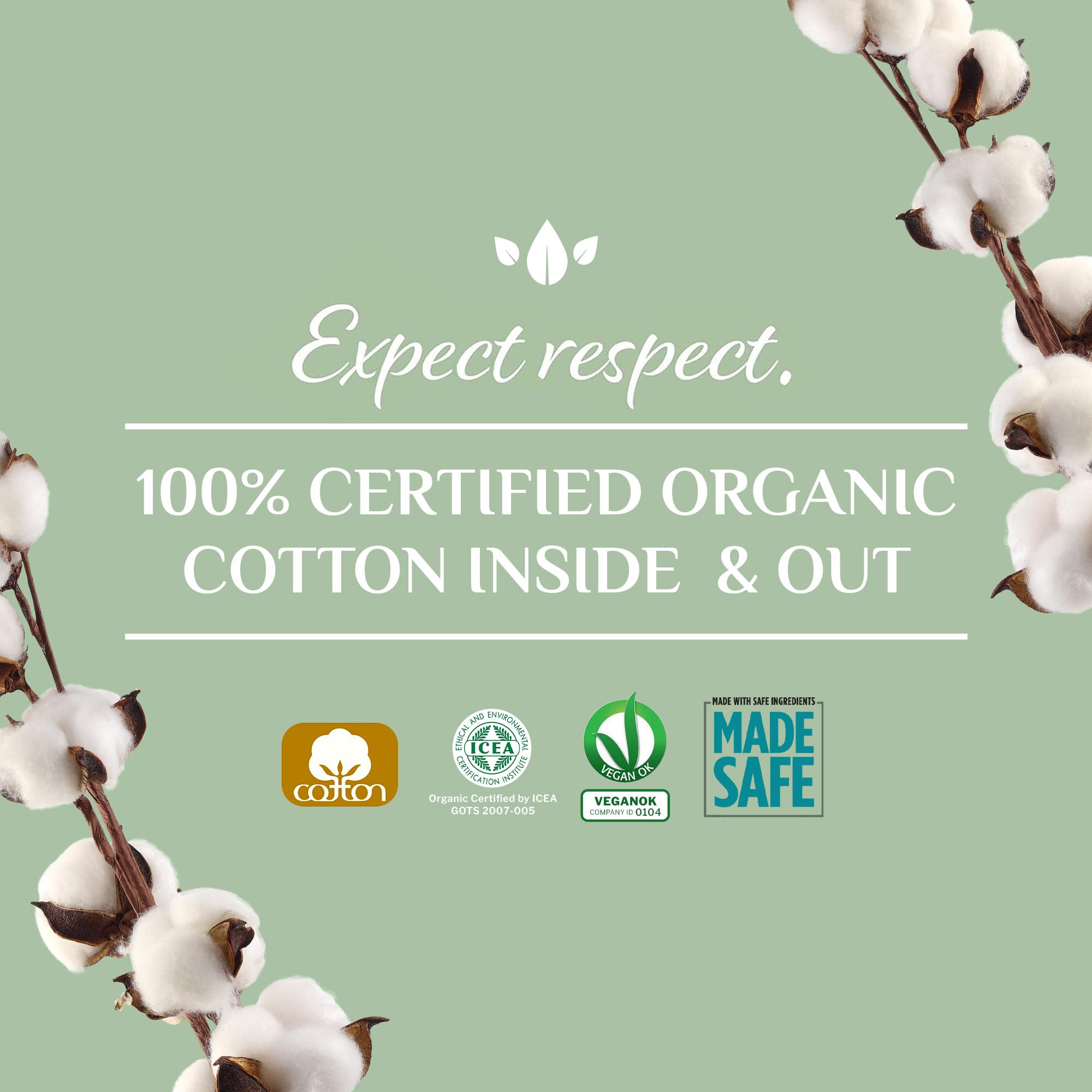 Organyc coton bio, design discret adapté au flux léger.