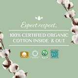 Organyc coton bio, design discret adapté au flux léger.
