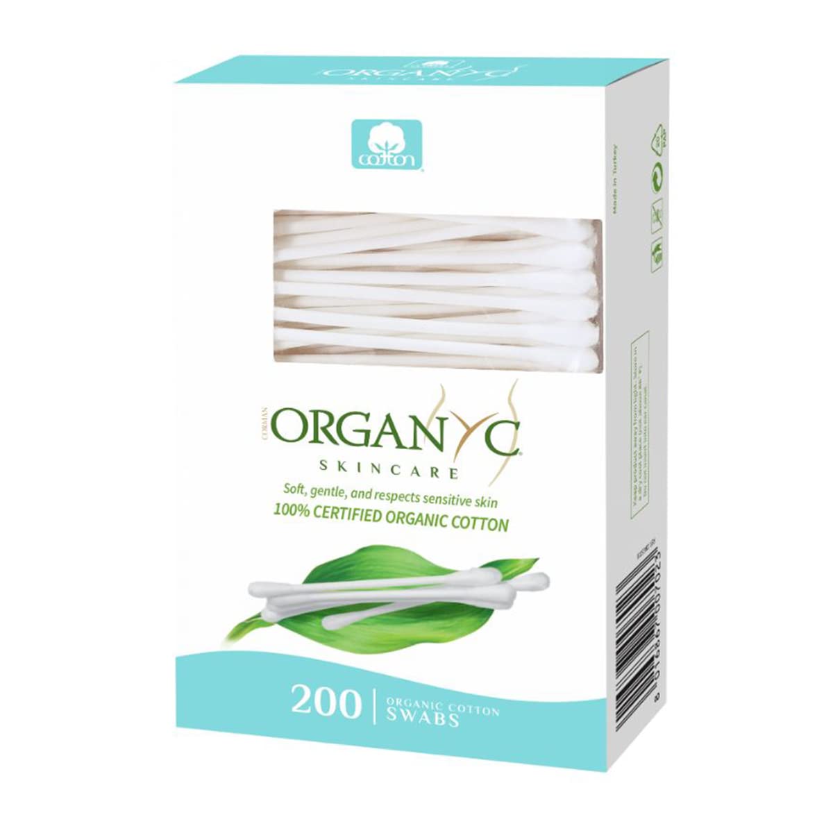 Organyc coton-tiges 200, coton biologique doux pour le soin quotidien.