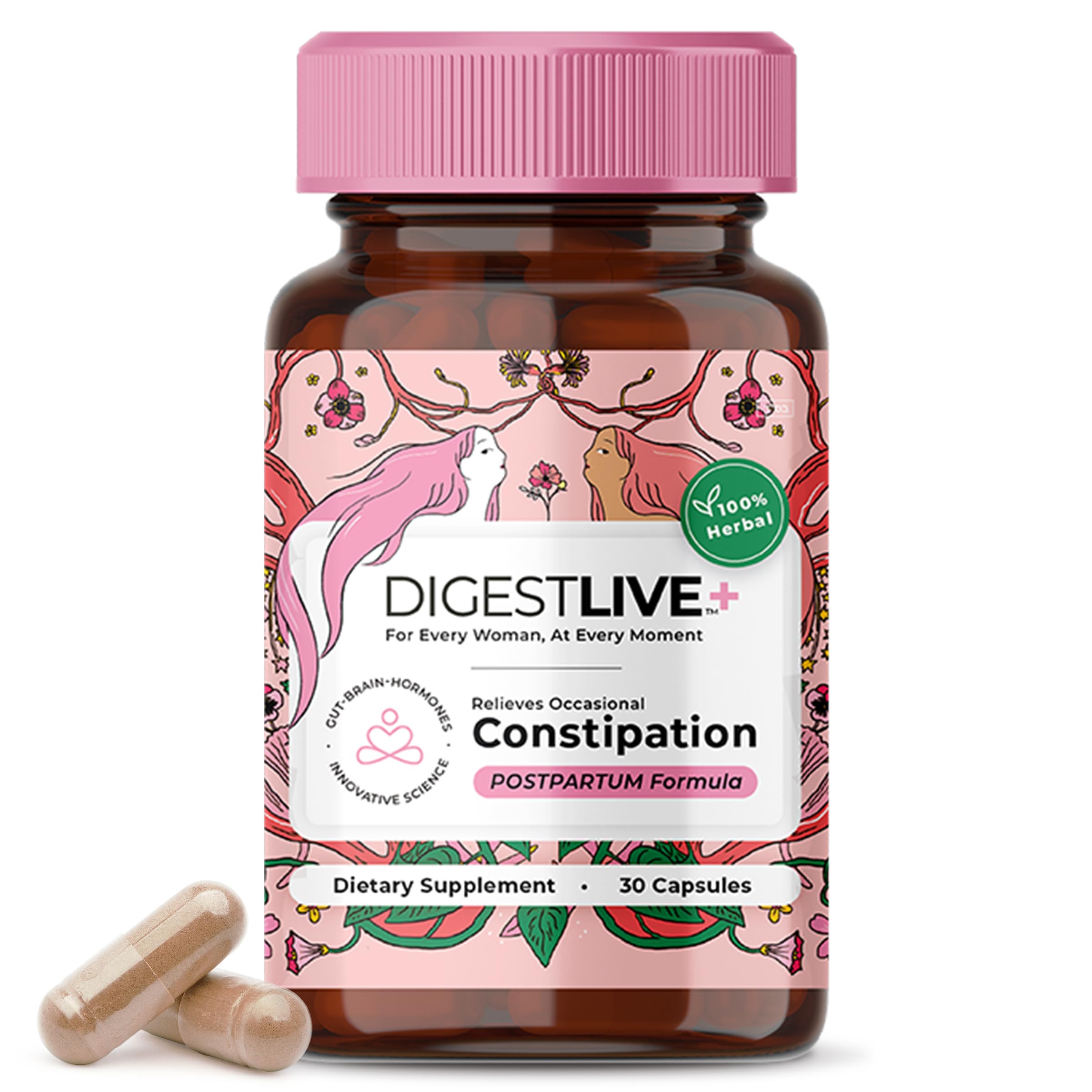 DigestLive Organza: bouteille et gélules, soutien digestif doux après l'accouchement
