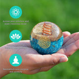 Orgonite Crystal placement dans votre espace, boule bleue comme point focal énergie.