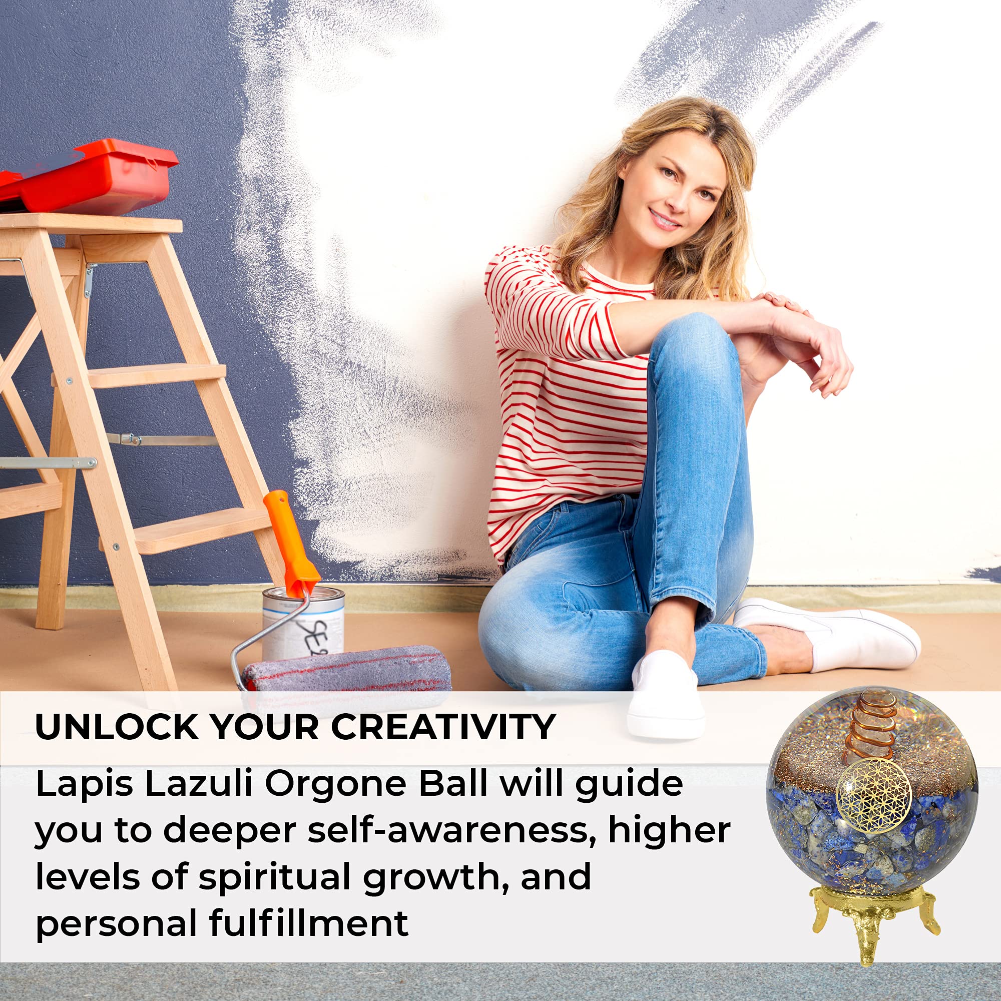 Orgonite Crystal balle lapis-lazuli mémoire et raisonnement analytique