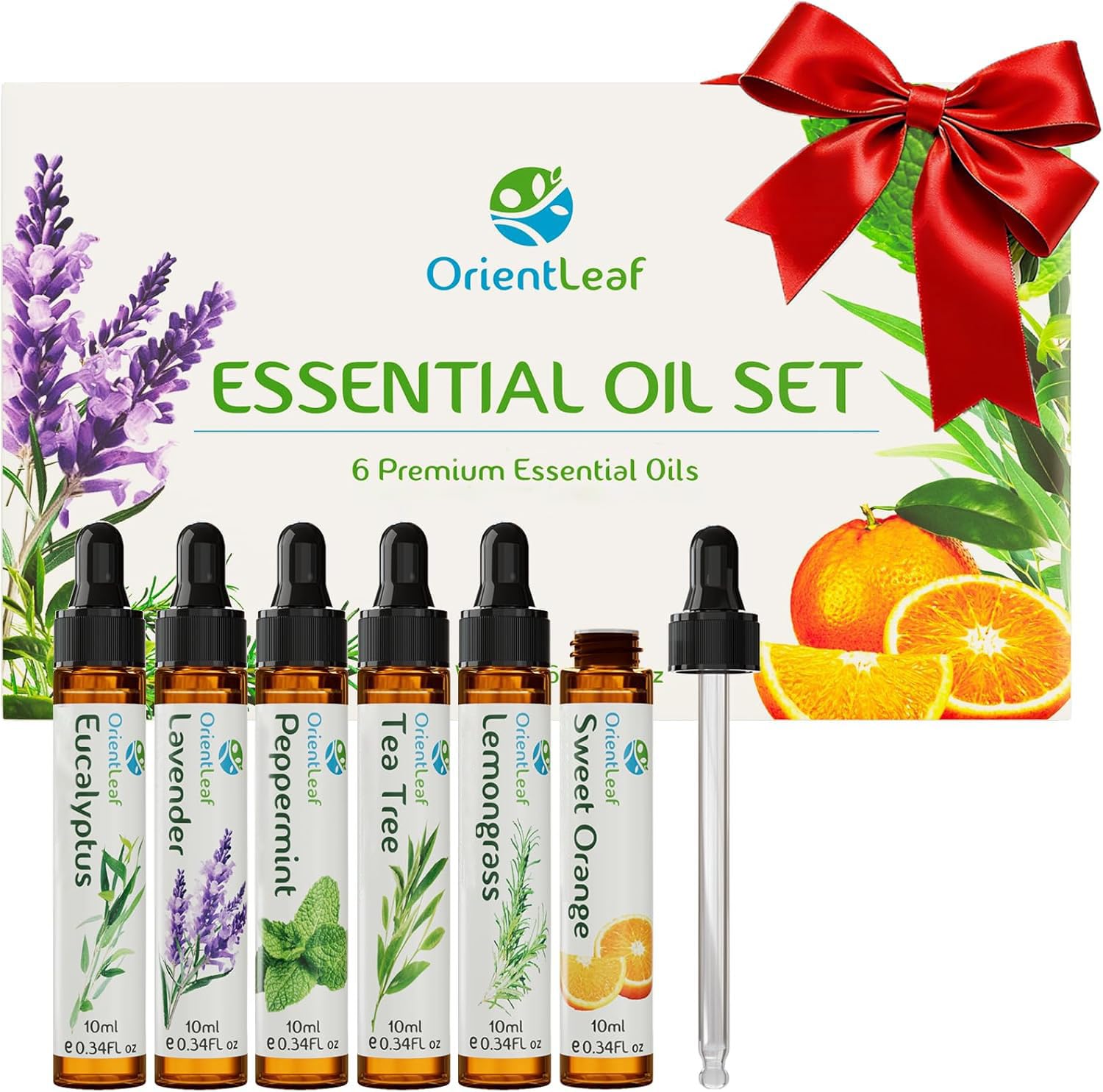 ORIENTLEAF: bouteilles ambrées d'huiles essentielles pour diffusion durable et pratique.
