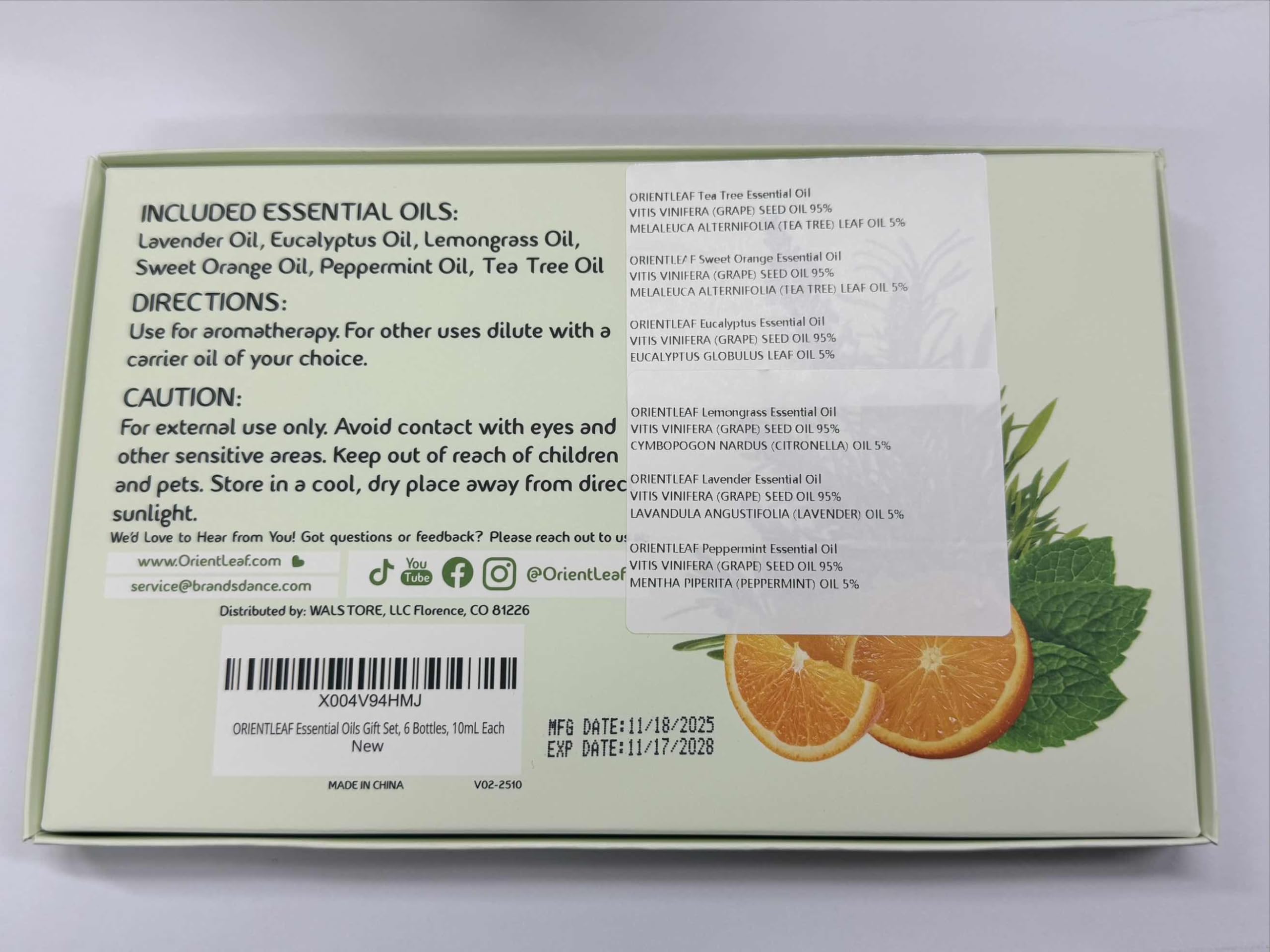 ORIENTLEAF: coffret cadeau élégant prêt à offrir pour aromathérapie.