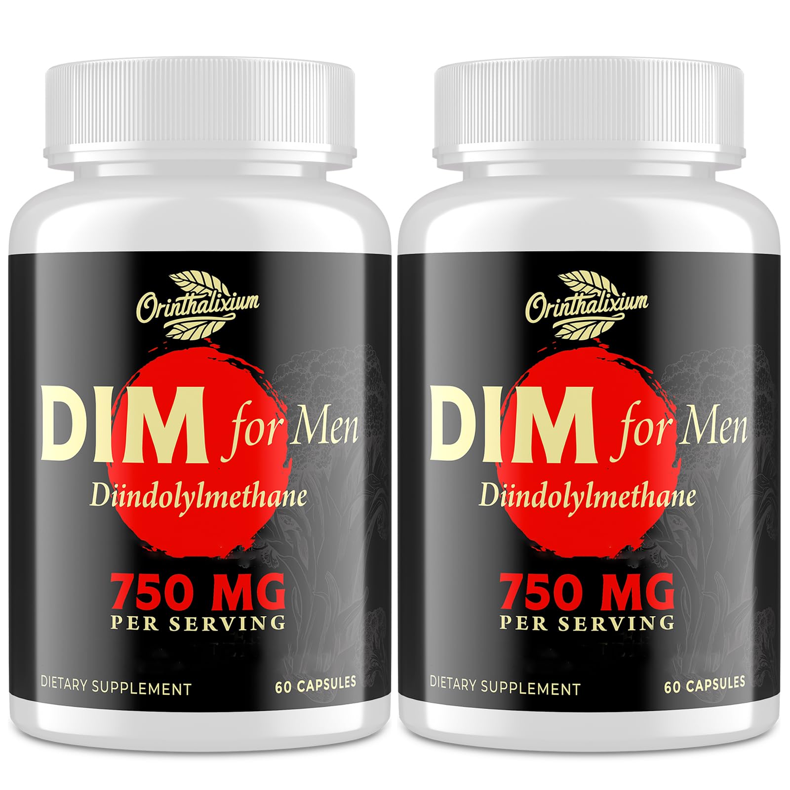 Orinthalixium DIM pour homme, bouteille, soutien hormonal naturel, énergie et vitalité.
