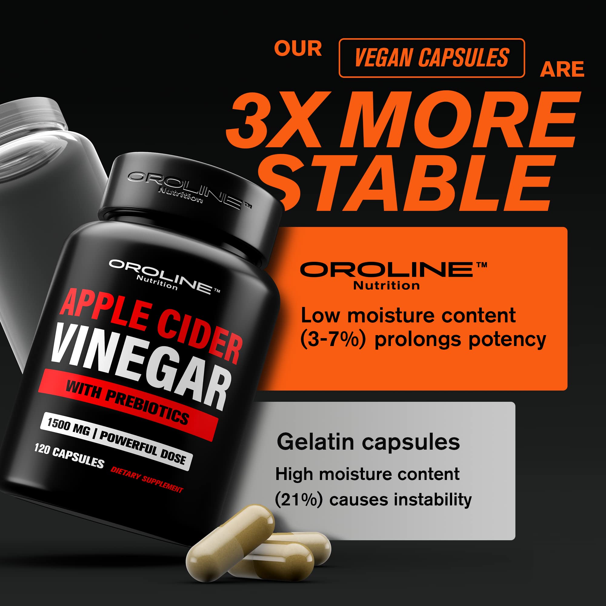 Formulation naturelle ACV OroLine Nutrition, gélules végétariennes sans additifs.