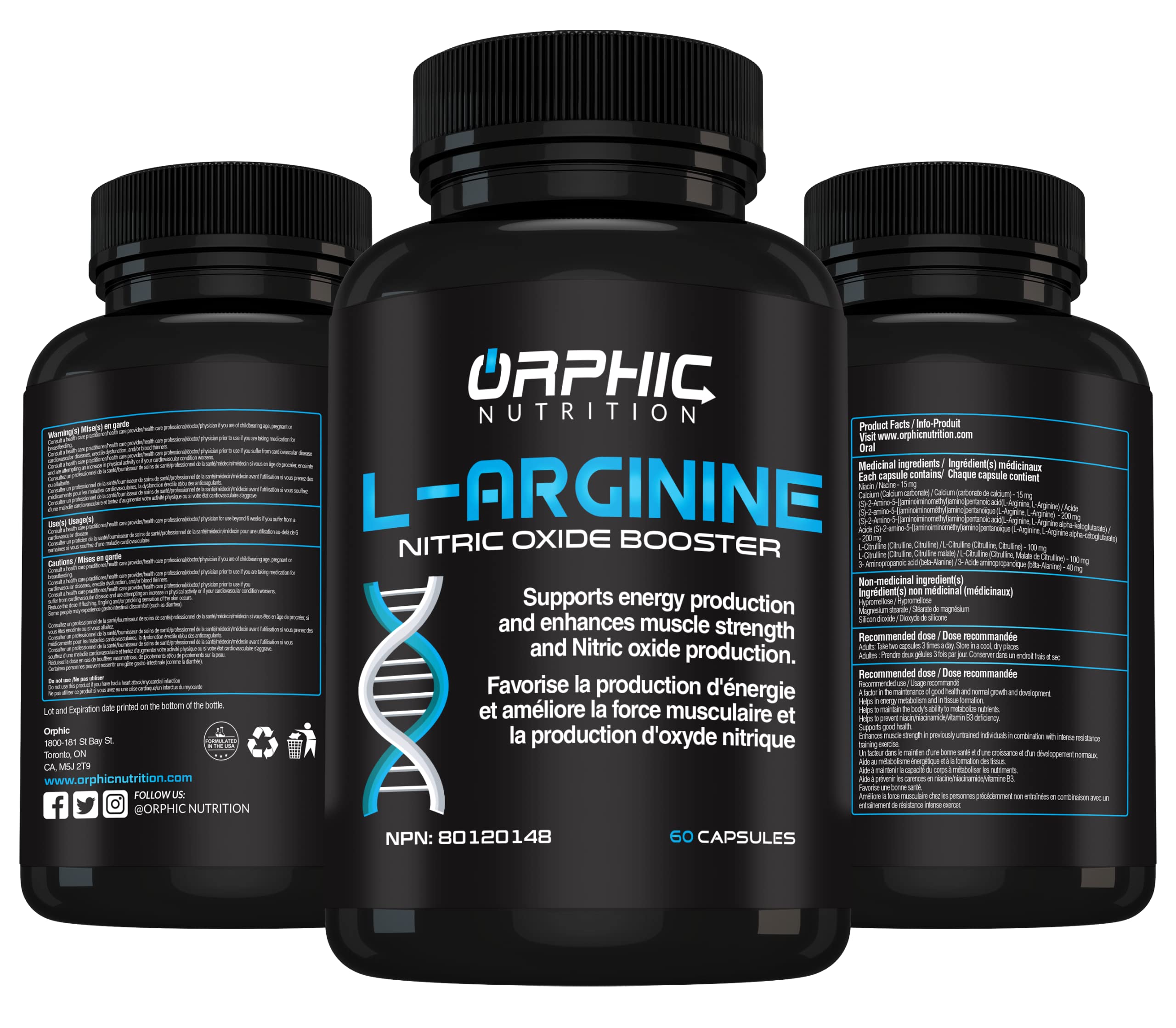 Produit prêt à l’emploi sur étagère avec ORPHIC NUTRITION L-arginine.