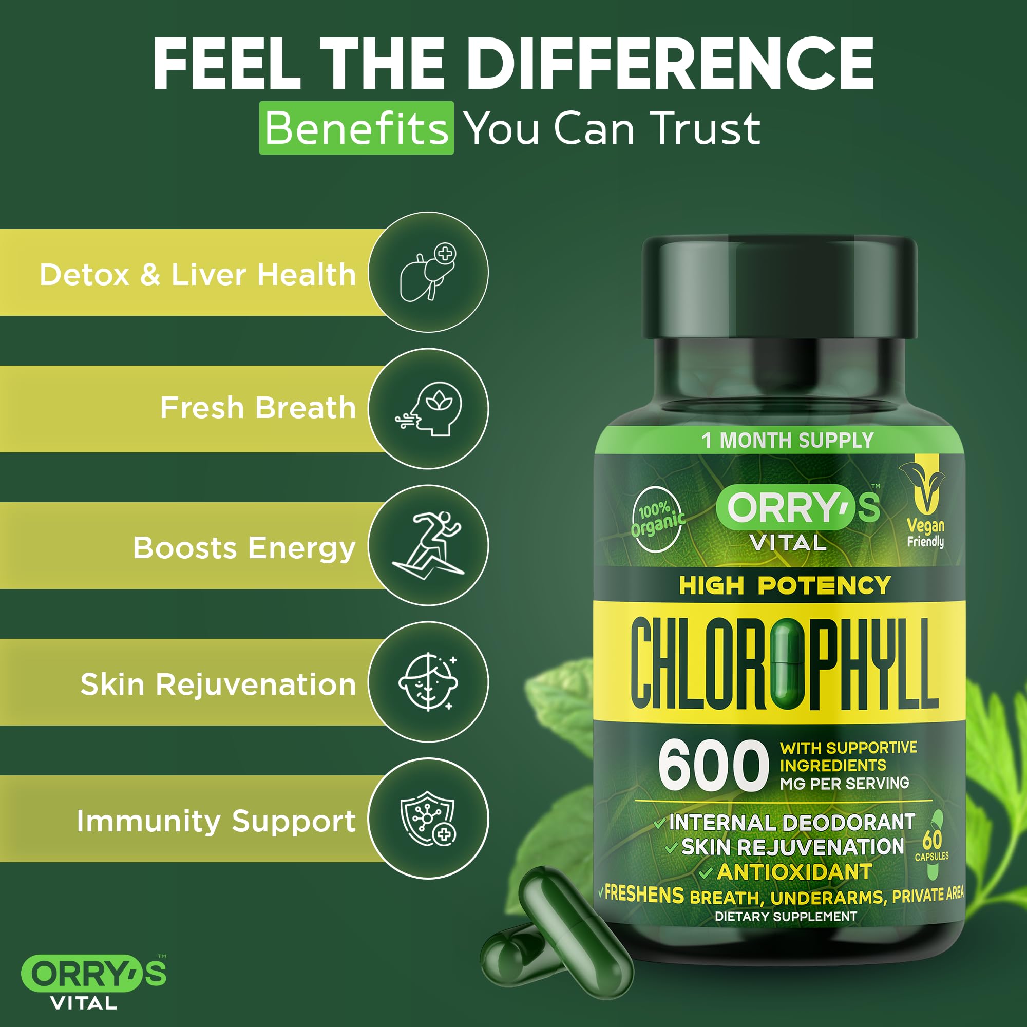 Orry's Vital déodorant interne, aisselles plus fraîches et odeurs réduites.