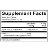Ortho Molecular Vitamine K2 + D3, capsules faciles à prendre pour le métabolisme calcique et l'immunité.