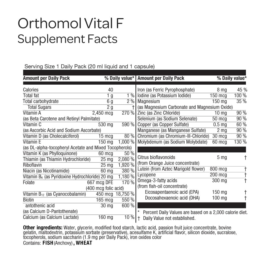 Orthomol Vital F acide-folique, élément clé pour une nutrition quotidienne.
