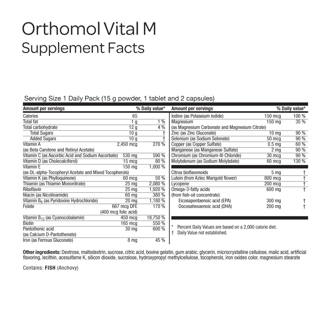 Orthomol Vital M ingrédients, vitamines essentielles pour le quotidien