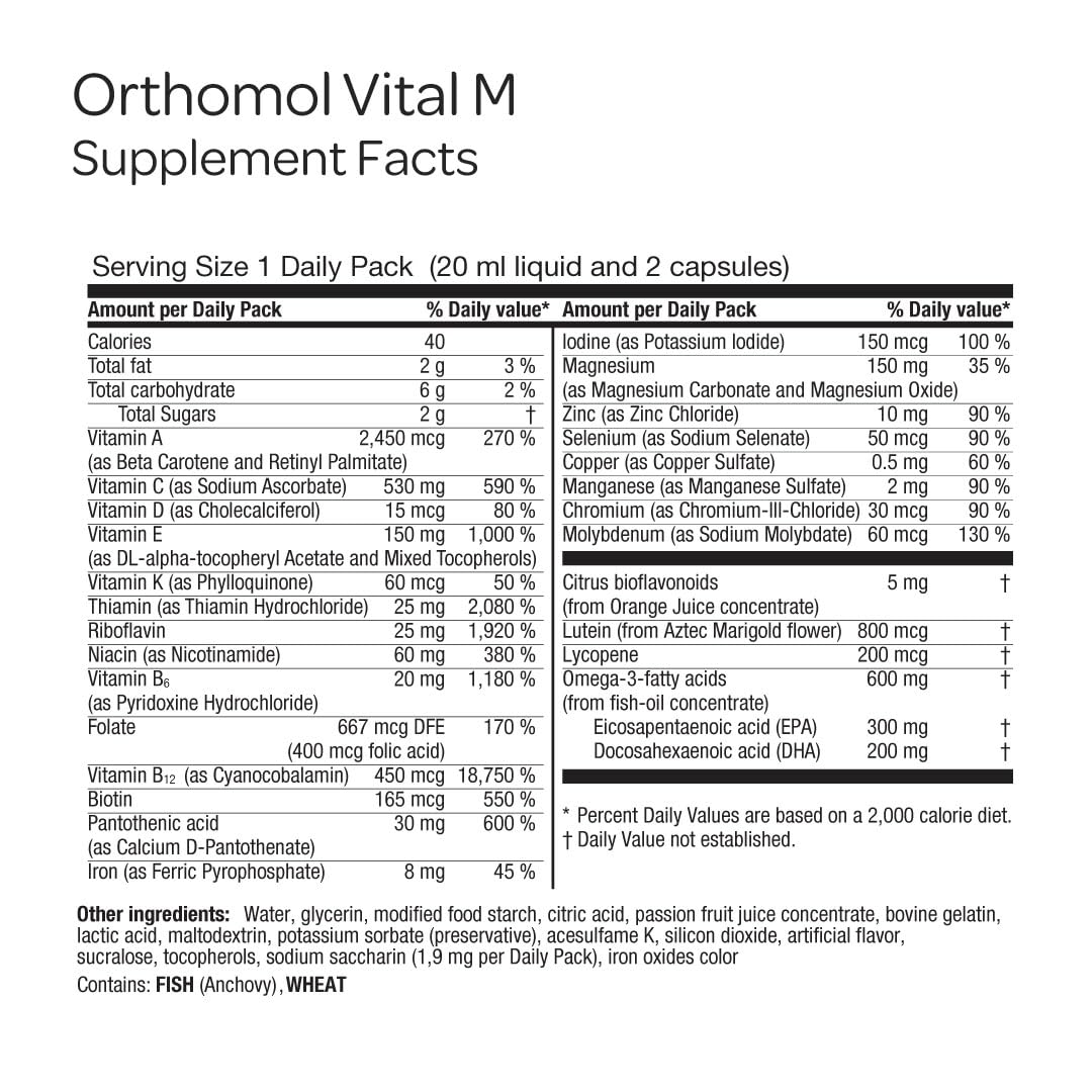 Orthomol Vital M pack 30 jours, solution pratique pour la routine.