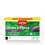 Ortis Fruits et Fibres Régulier 45 cubes emballage, présentation claire et accessible.