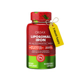 ORZAX Fer Liposomale 25 mg — bouteille, absorption rapide et énergie potentielle.