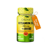 ORZAX vitamine D3 10000 UI – bouteille softgel, soutien immunitaire potentiel au quotidien