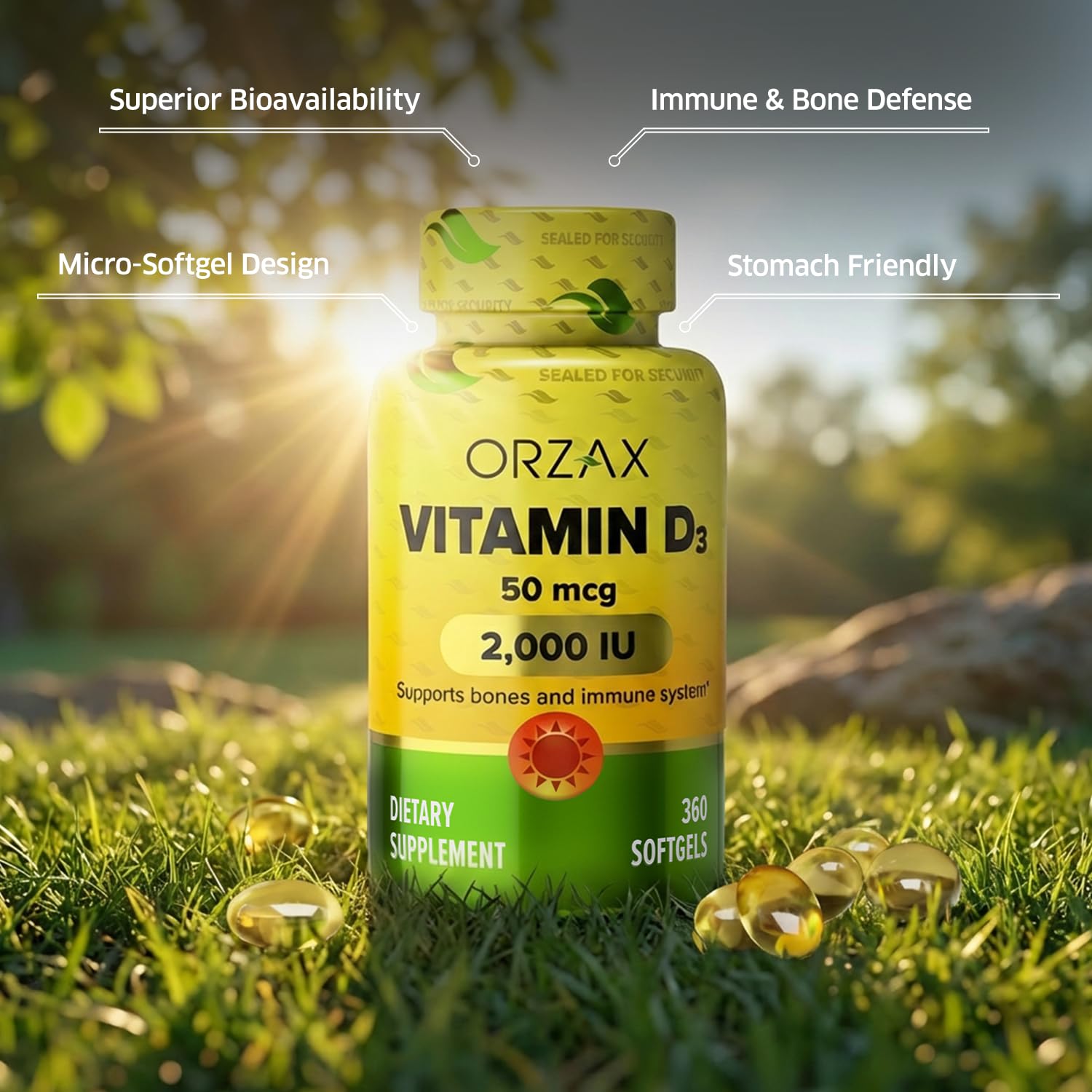 ORZAX Vitamine D3 – étiquette claire sans allergènes