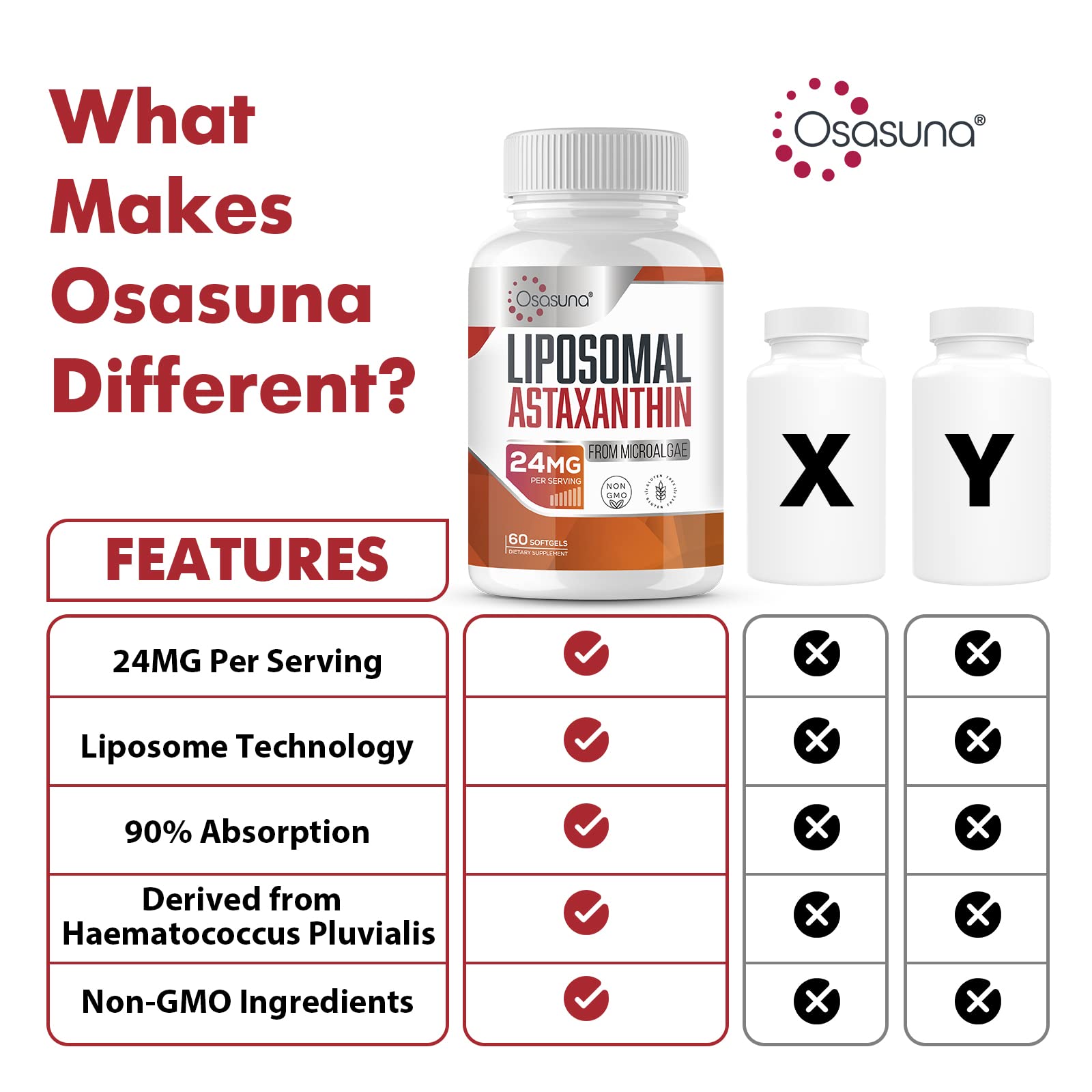 Osasuna Astaxanthine liposomale - gélules de 24 mg pour dose élevée.