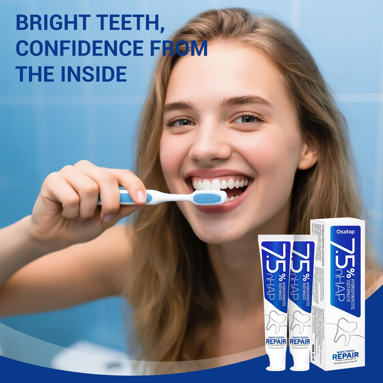 Osatap dentifrice hydroxyapatite nano – sensation lisse pendant le brossage quotidien.