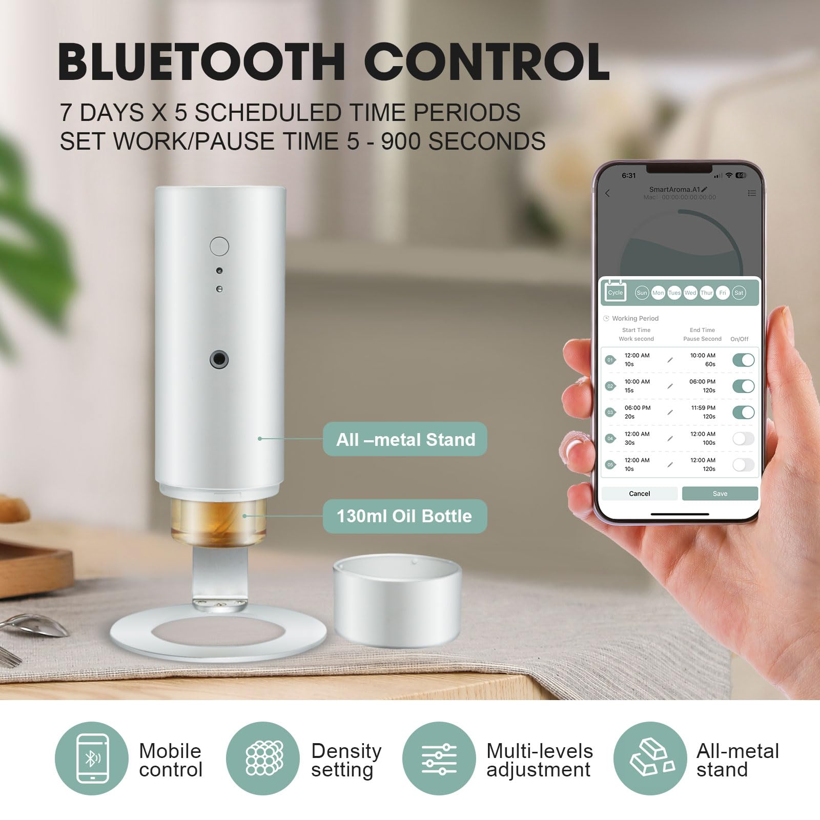 OScentPro diffuseur dans le salon, couverture efficace pour toute la pièce.