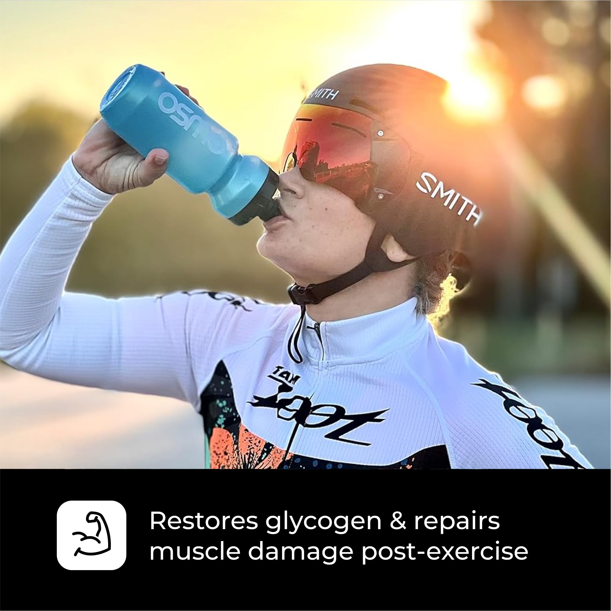 Verre Osmo Rapid Recovery post-entraînement, dégustation agréable après l’exercice.