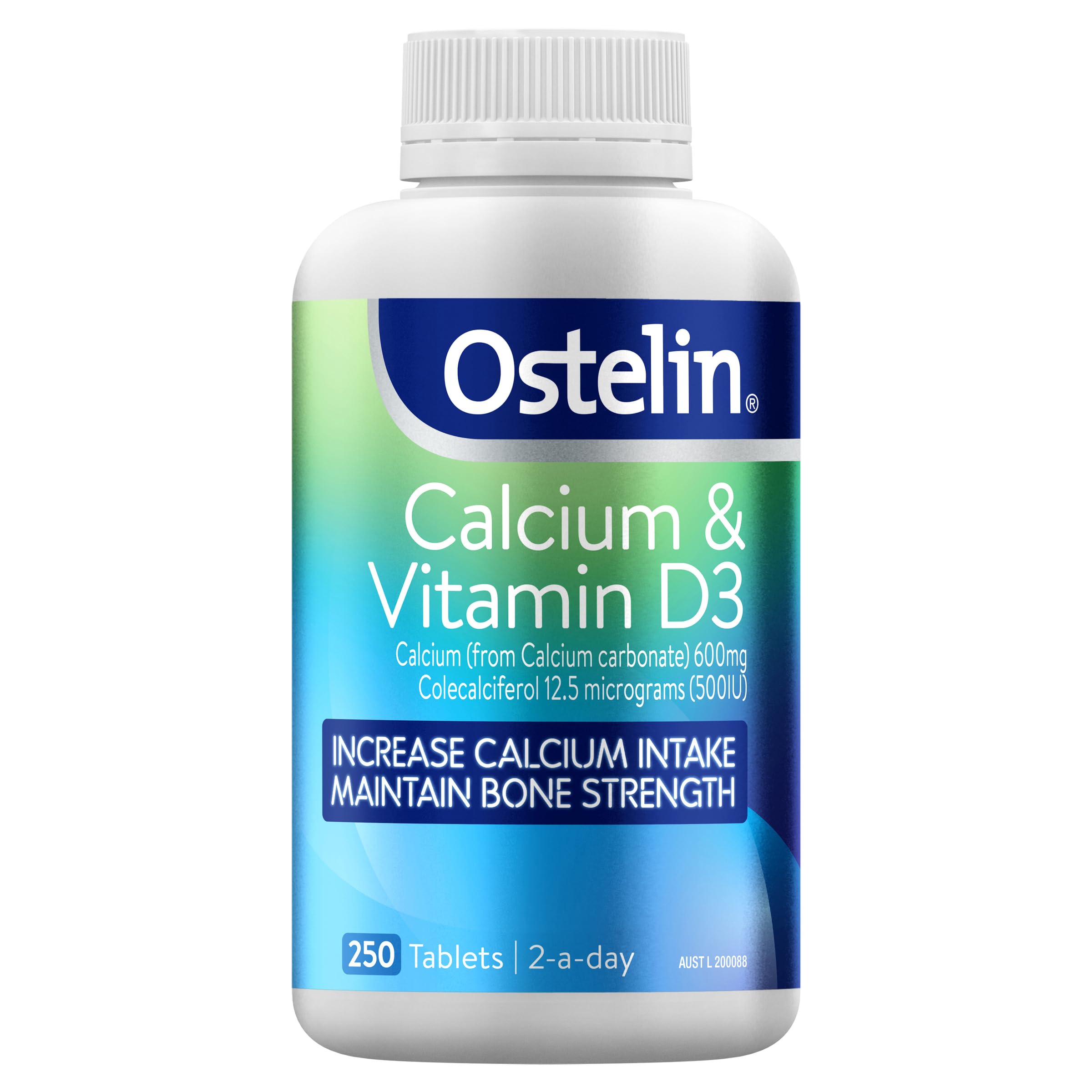 Ostelin Calcium Vitamine D3 – Bouteille 250 tablettes, soutien densité osseuse et absorption du calcium