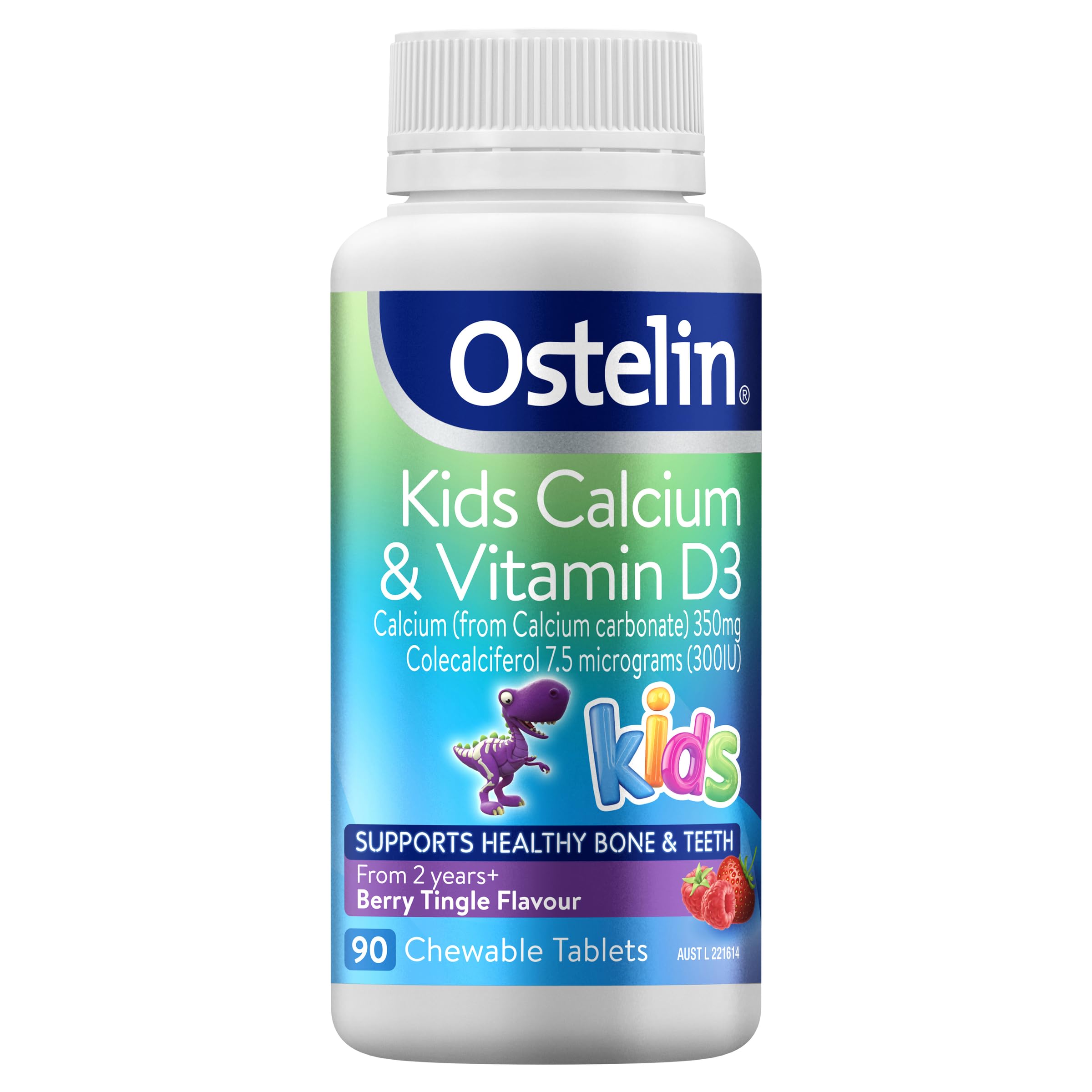 Ostelin Enfant Calcium D3 – comprimés croquables goût baie, soutien dents et os.